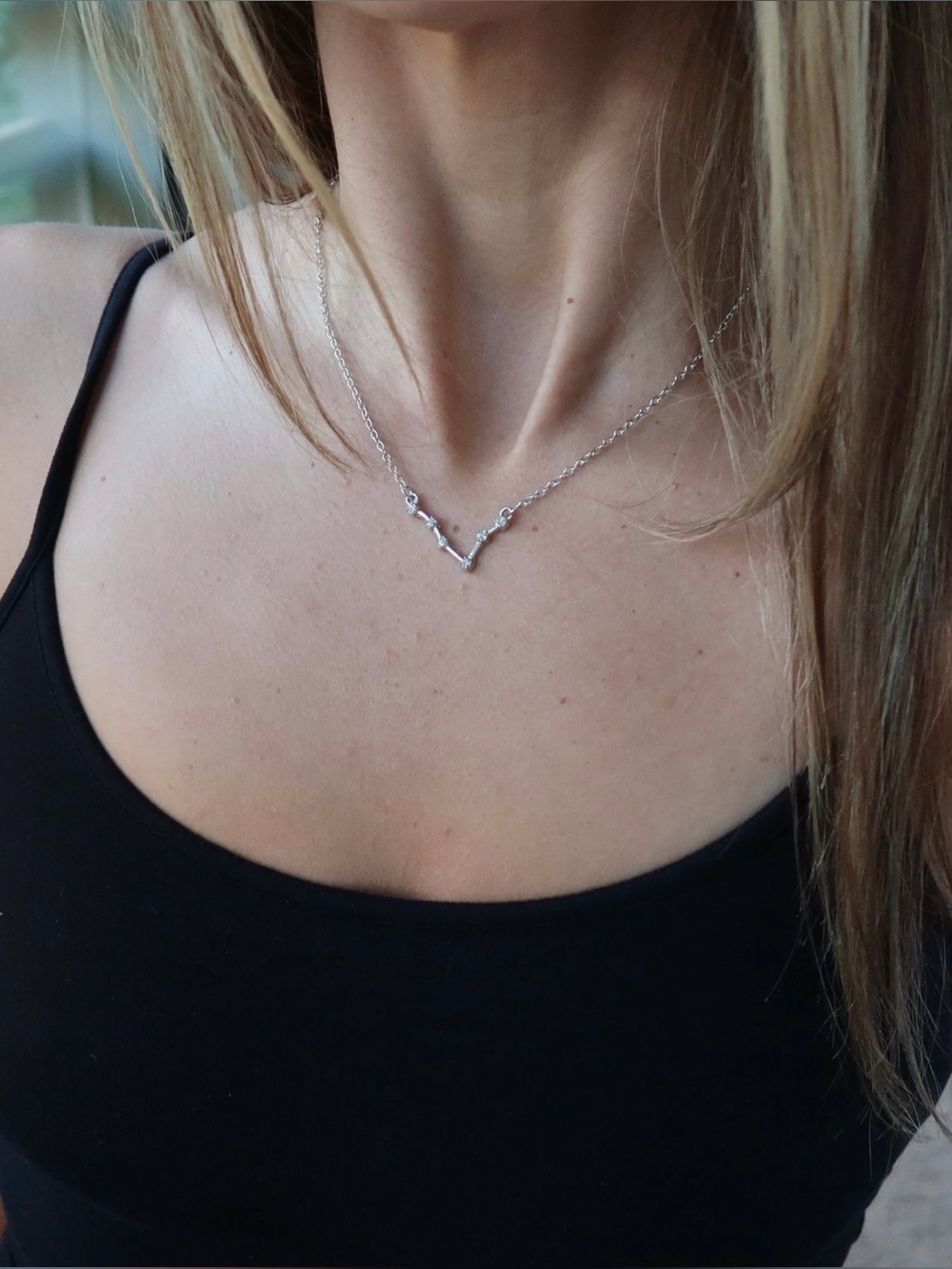 Silver Libra Zodiac Constellation Necklace